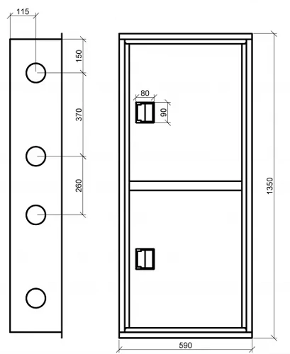 Шкаф пожарный НПК ШПК-320 ВЗ встроенный, закрытый из нержавеющей стали