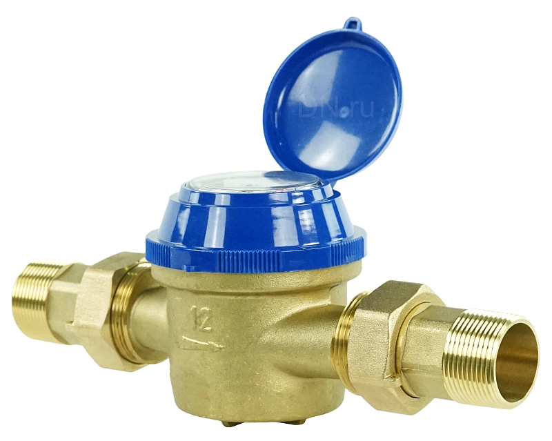 Счетчик холодной воды крыльчатый одноструйный Декаст ОСВХ-32 Ду32 Ру16 резьбовой, до 50°С, L=300мм, в комплекте с монтажным набором