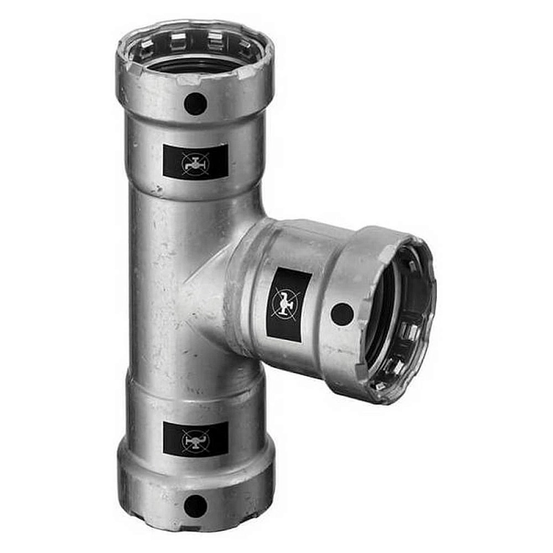 Тройник равнопроходной Viega Megapress с SC-Contur Дн1 1/4″ Ру16 стальной оцинкованный, присоединение - пресс